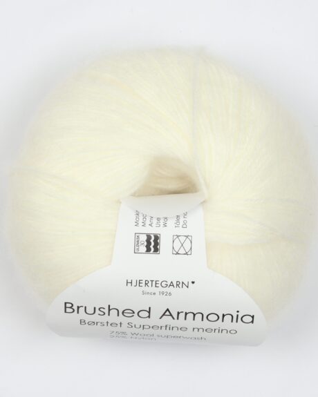 Brushed Armonia fra Hjertegarn i mange farver - 0100 Hvid - 25% Nylon, 75% Børstet superfine merino, superwash