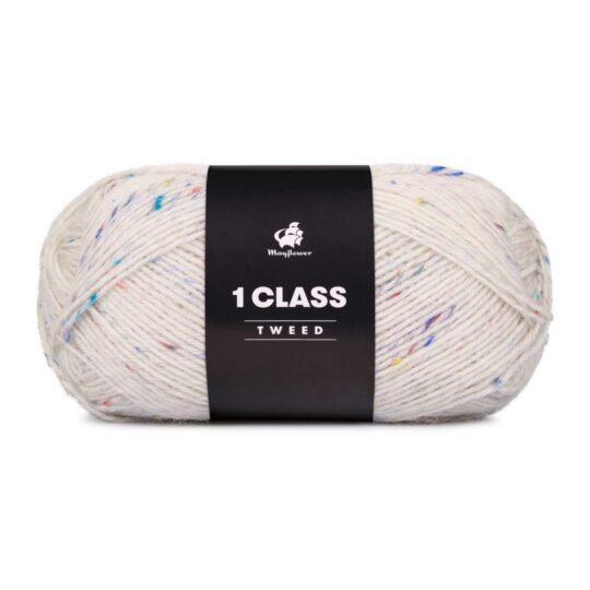 1 Class Tweed - strømpegarn - Hvid multi (01)