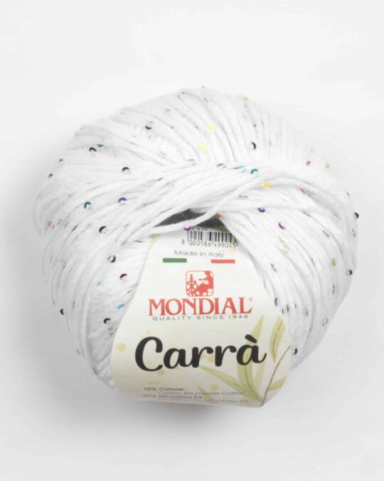 Hvid med palietter - Carrà fra Mondial - 70% Bomuld, 26% Microfibre, 4% Palietter