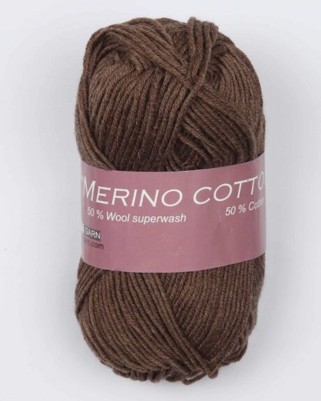 Merino cotton fra Hjertegarn i mange farver - 0211 brun - 50% Bomuld, 50% Uld